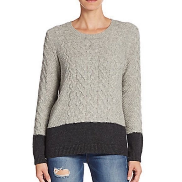Vince Colorblock Cable-Knit Yak & Wool Sweater - Picture 1 of 4